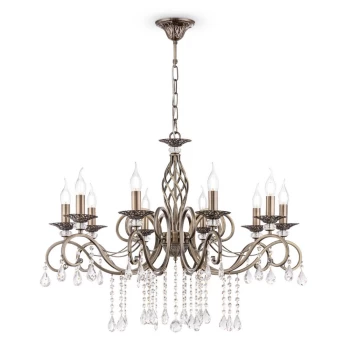 Grace Chandelier Brass & Crystal, 10 Light, E14