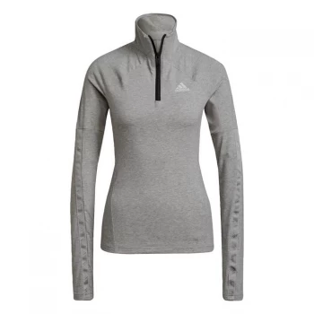 adidas AEROREADY Designed 2 Move Cotton Touch half -Zip Lon - Medium Grey Heather