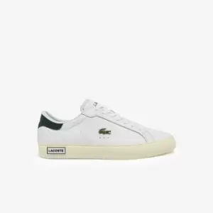 Lacoste Mens Powercourt Smooth Leather Trainers Size 9 UK White & Dark Green