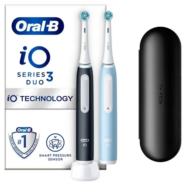 Oral B iO 3 Duo Pack Black & Blue Electric Toothbrush 2Pcs