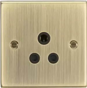 KnightsBridge 5A Unswitched Socket - Square Edge Antique Brass Finish with Black Insert