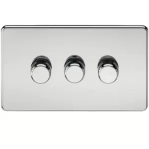 KnightsBridge Screwless 3G 2-way 10-200W (5-150W LED) trailing edge dimmer - Polished Chrome