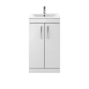 Nuie Athena 500 Floor Standing 2-door Vanity & Minimalist Basin - Gloss Grey Mist