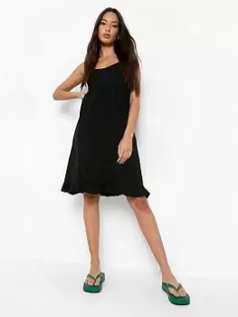 Boohoo Strappy Tiered Smock Dress - Black, Size 8, Women