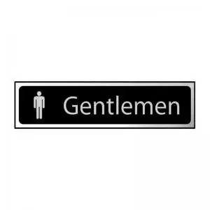 Gentlemen Sign - Polished Chrome & Black Effect Laminate with Self-Adhesive Backing - 200 x 50mm