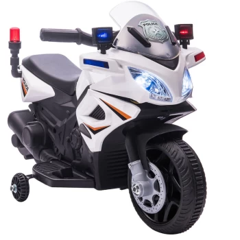 Kids 6V Electric Pedal Motorcycle Ride-On Toy Battery 18-36 months White - Homcom