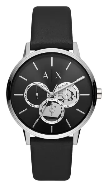 Armani Exchange Black Leather Strap Watch