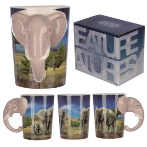 Ceramic Safari Printed Mug with Elephant Head Handle