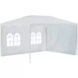 Outsunny 3 x 4m Garden Gazebo Outdoor Canopy Marquee Party Tent White - White