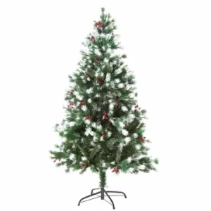Snow Tipped Artificial Pine Christmas Tree with Berries 150cm