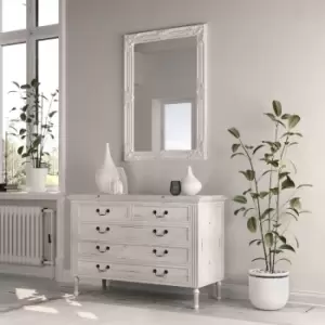 White Painted Wooden Frame Accent Mirror 105 X 75Cm