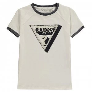 Guess Girls Pearl Logo T-Shirt - White Clay A005