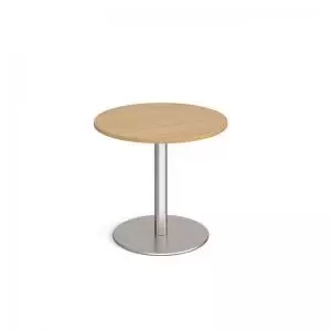 Monza circular dining table with flat round brushed steel base 800mm -