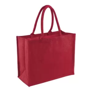 Westford Mill Classic Jute Shopper Bag (21 Litres) (One Size) (Red/Red)