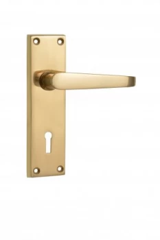 Wickes Rome Victorian Straight Locking Door Handle - Polished Brass 1 Pair