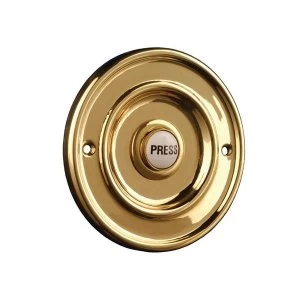 Byron 2207/P1 Round Wired Bell Push Flush Mounted Brass