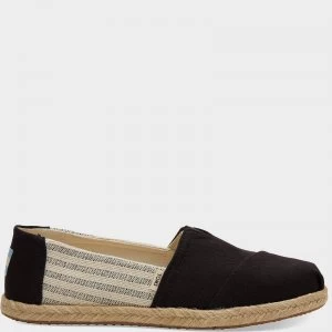 TOMS Womens Alpargata Rope Slip-On Pumps - Black/Stripe - UK 7