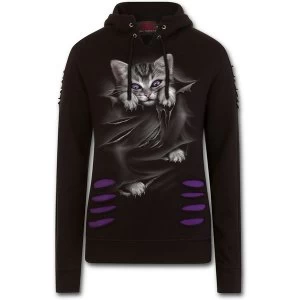 Bright Eyes Womens XX-Large Ripped Hoodie - Purple/Black