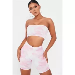 I Saw It First Pink Tie Dye Cycling Shorts - Pink