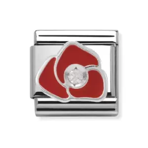 Nomination Classic Silver CZ & Enamel Rose Charm