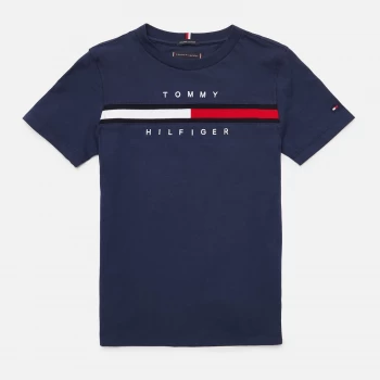 Tommy Hilfiger Boys' Flag Rib Insert T-Shirt - Navy - 10 Years