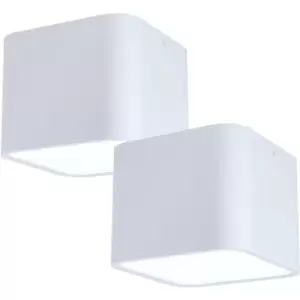 2 PACK Wall / Ceiling Light White Aluminium Square Downlight 1x 28W E27