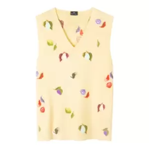 Paul Smith Knitted V-neck Motif Tank Top In Yellow - Size M