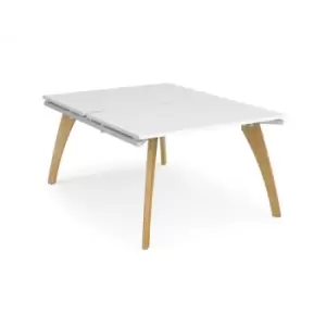 Bench Desk 2 Person Starter Rectangular Desks 1200mm White Tops With White Frames 1600mm Depth Fuze