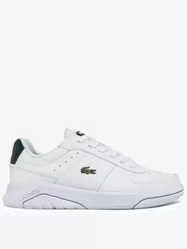 Lacoste Juniors' Lacoste Game Advance Leather Trainers, White/Green, Size 5 Older