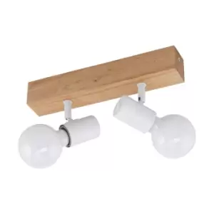 2 Spot Wall Flush Ceiling Light Colour Brown White Shade Bulb E27 2x60W