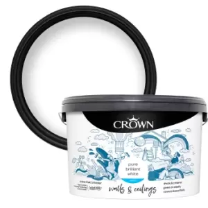 Crown Walls & Ceilings Matt Emulsion Pure Brilliant White - 10L