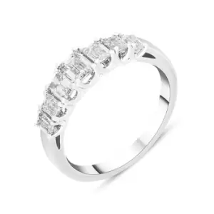 Platinum 1.16ct Diamond Emerald Cut Graduated Half Eternity Ring