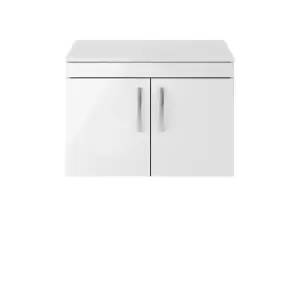 Nuie Athena 800 Wall Hung 2-door Vanity & Worktop - Gloss White