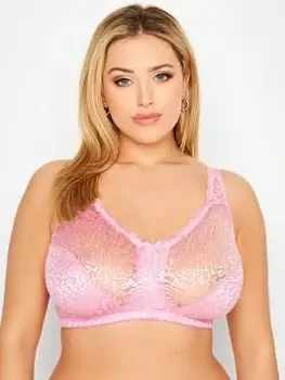 Yours High Shine Lace Non-Wired Bra - Pink, Size 40Dd, Women