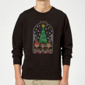 Harry Potter Hogwarts Tree Christmas Sweatshirt - Black - M