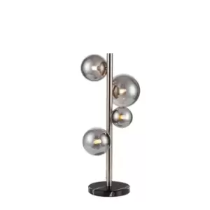 Marshall Table Lamp, 4 Light G9, Satin Nickel, Smoke Plated Glass