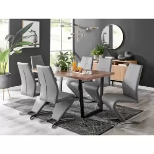 Furniture Box Kylo Brown Wood Effect Dining Table and 6 Grey Willow Chairs