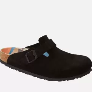 Birkenstock Mens Boston Suede Mules - Black - UK 10.5