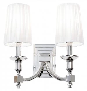 Indoor Candle Wall Lamp Nickel with White Pleated Shades, E14