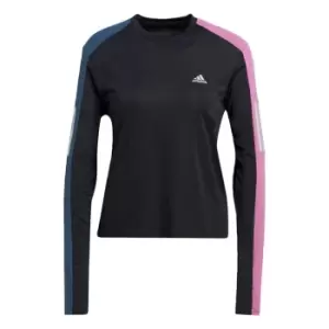 adidas Own the Run Colorblock Long-Sleeve Top Running Lon - Black