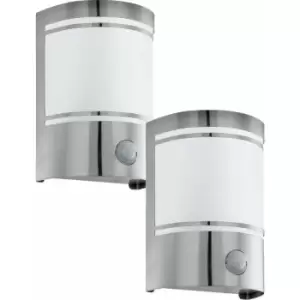 2 pack IP44 Outdoor Wall Light & pir Motion Sensor Stainless Steel 1x 40W E27