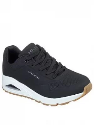 Skechers Uno Stand On Air Durabuck Lace Up Trainers, Black, Size 8, Women