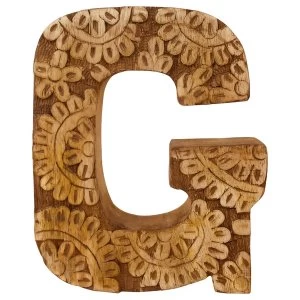 Letter G Hand Carved Wooden Flower