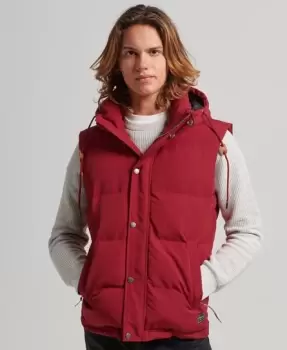 Superdry Mens Everest Hooded Puffer Gilet Red / Deep Red - Size: L