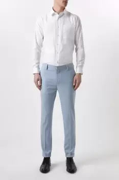 Mens Skinny Fit Pale Blue End On End Suit Trousers