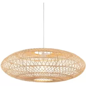 Merano Terni Single Pendant Ceiling Lamp, Natural Rattan, Gloss White