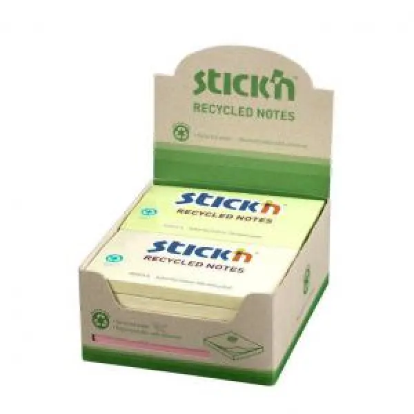 Stickn Recycled Sticky Notes 76x127mm 100 Sheets Per Pad Assorted