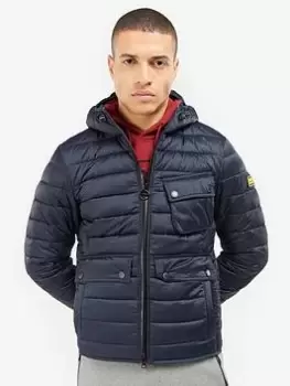 Barbour International Ouston Hooded Quilted Jacket, Navy, Size S, Men