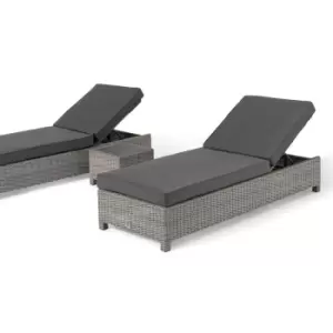 Harbour Lifestyle Santiago - Rattan Sunlounger Set - With Side Table - White Wash