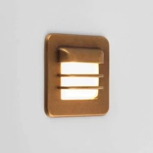 LED 1 Light Outdoor Square Wall Light Antique Brass IP65